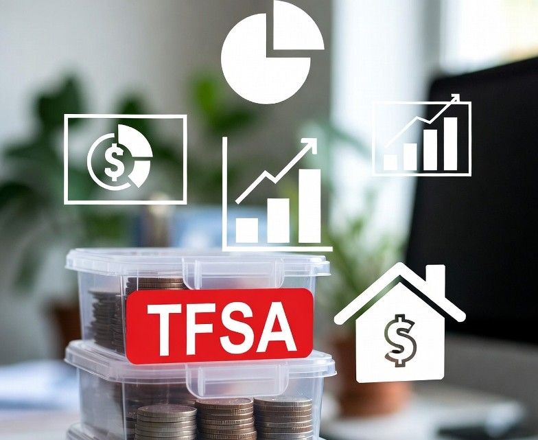 retirement planning concept with layered financial tools including TFSA icons